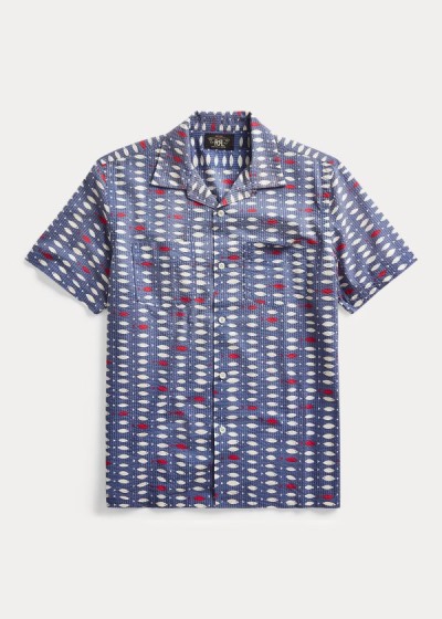 Camisa Ralph Lauren Hombre Azules / Rojos - Fish-Print Seersucker - XGJPU8153